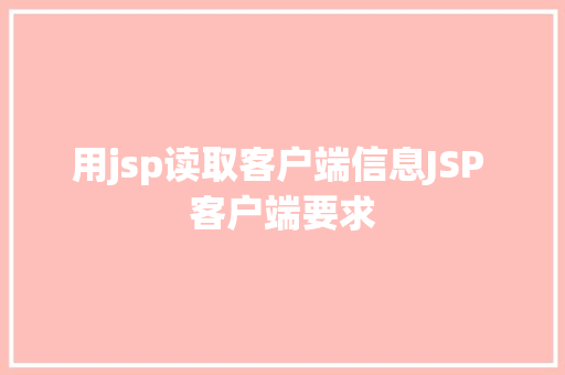 用jsp读取客户端信息JSP 客户端要求 Vue.js