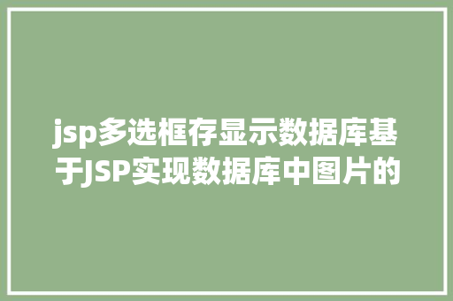 jsp多选框存显示数据库基于JSP实现数据库中图片的存储与显示 CSS