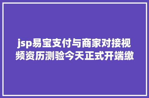 jsp易宝支付与商家对接视频资历测验今天正式开端缴费周全指南