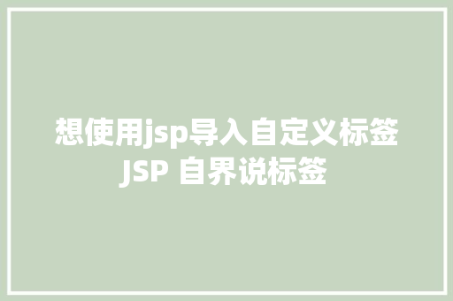 想使用jsp导入自定义标签JSP 自界说标签 CSS