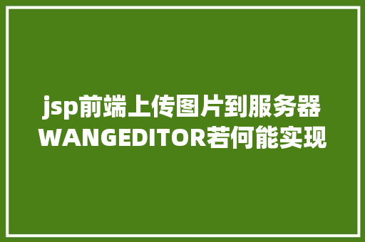 jsp前端上传图片到服务器WANGEDITOR若何能实现直接粘贴把图片上传到办事器中