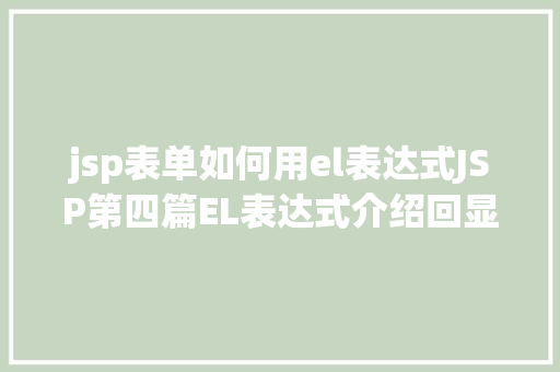 jsp表单如何用el表达式JSP第四篇EL表达式介绍回显数据自界说函数fn办法库等 Node.js