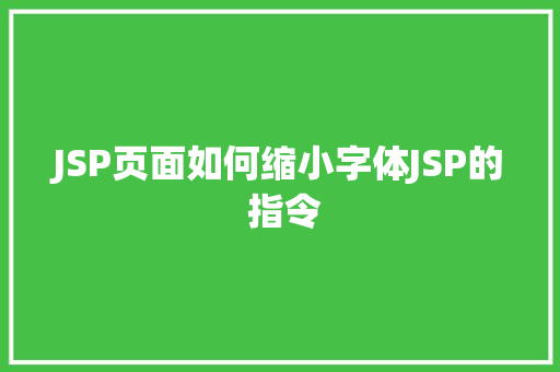 JSP页面如何缩小字体JSP的 指令 Java