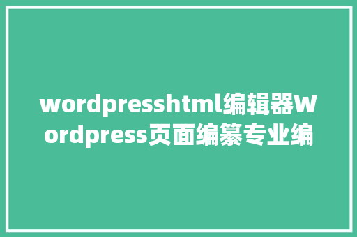 wordpresshtml编辑器Wordpress页面编纂专业编纂器介绍 AJAX