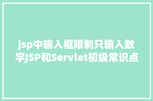 jsp中输入框限制只输入数字JSP和Servlet初级常识点总结