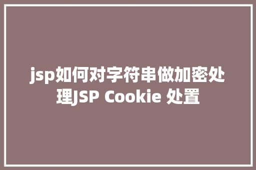 jsp如何对字符串做加密处理JSP Cookie 处置