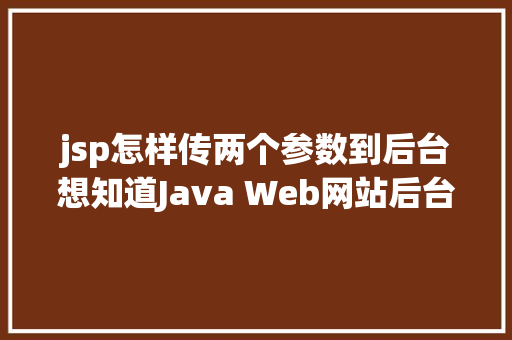 jsp怎样传两个参数到后台想知道Java Web网站后台是若何获取我们提交的信息吗看这里