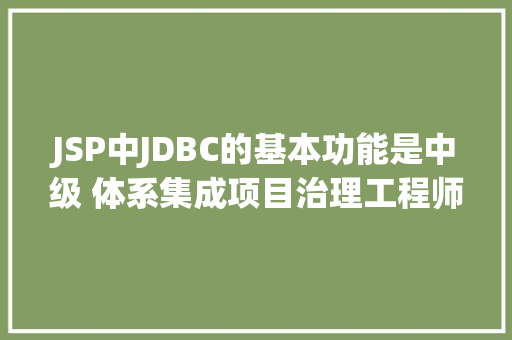 JSP中JDBC的基本功能是中级 体系集成项目治理工程师 常识点精简