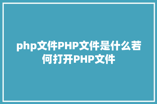 php文件PHP文件是什么若何打开PHP文件