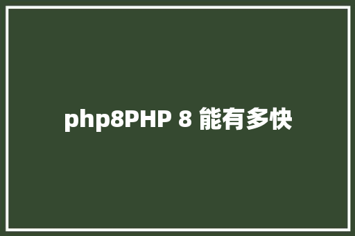 php8PHP 8 能有多快