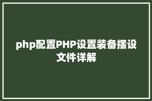 php配置PHP设置装备摆设文件详解