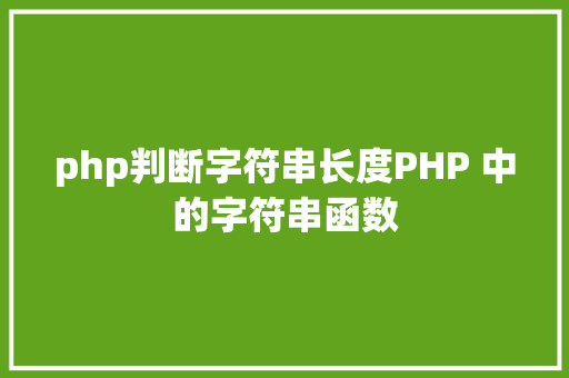 php判断字符串长度PHP 中的字符串函数 GraphQL