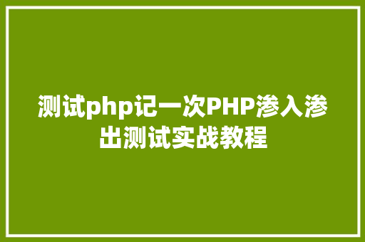 测试php记一次PHP渗入渗出测试实战教程