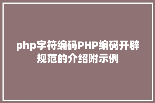 php字符编码PHP编码开辟规范的介绍附示例