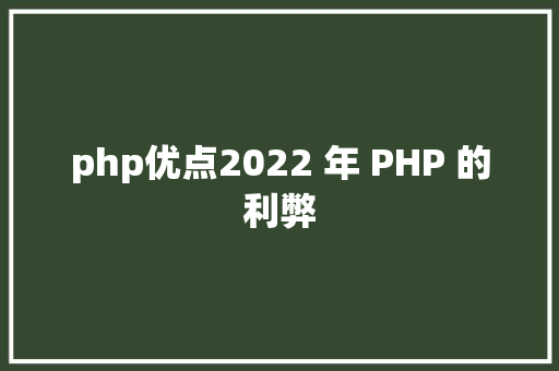 php优点2022 年 PHP 的利弊 RESTful API