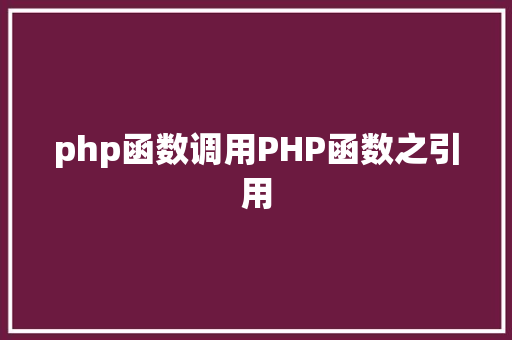 php函数调用PHP函数之引用 Angular