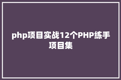 php项目实战12个PHP练手项目集