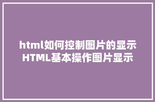 html如何控制图片的显示HTML基本操作图片显示 RESTful API