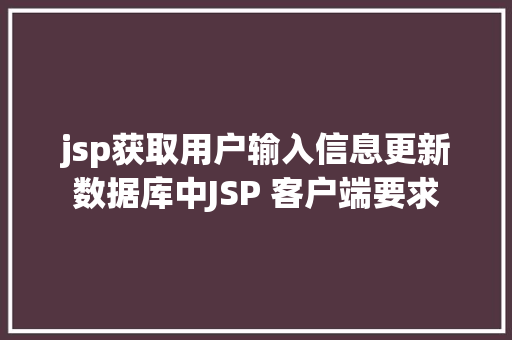 jsp获取用户输入信息更新数据库中JSP 客户端要求 Python