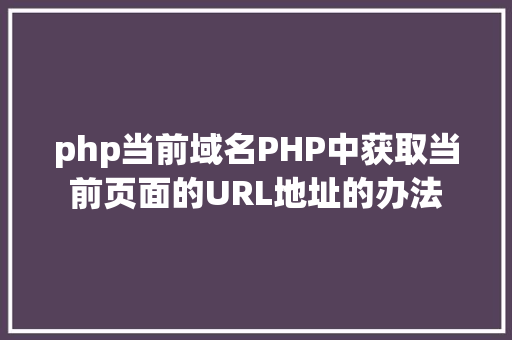 php当前域名PHP中获取当前页面的URL地址的办法 Java