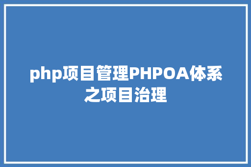 php项目管理PHPOA体系之项目治理