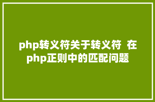 php转义符关于转义符  在php正则中的匹配问题