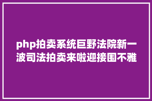 php拍卖系统巨野法院新一波司法拍卖来啦迎接围不雅～