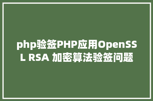 php验签PHP应用OpenSSL RSA 加密算法验签问题 Vue.js