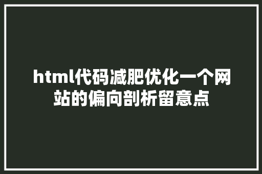 html代码减肥优化一个网站的偏向剖析留意点 Vue.js