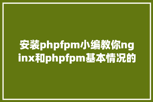 安装phpfpm小编教你nginx和phpfpm基本情况的安装和设置装备摆设