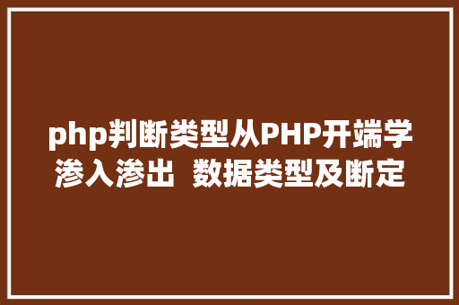 php判断类型从PHP开端学渗入渗出  数据类型及断定语句