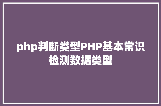 php判断类型PHP基本常识检测数据类型 Node.js