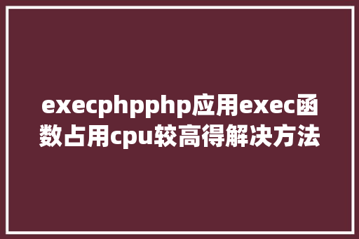 execphpphp应用exec函数占用cpu较高得解决方法