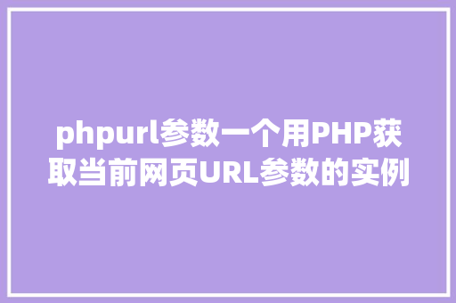 phpurl参数一个用PHP获取当前网页URL参数的实例