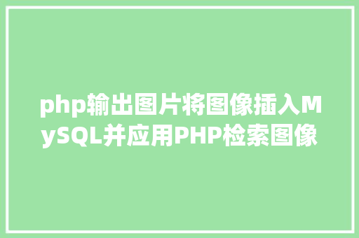 php输出图片将图像插入MySQL并应用PHP检索图像