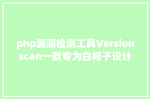 php漏洞检测工具Versionscan一款专为白帽子设计的PHP破绽扫描申报对象