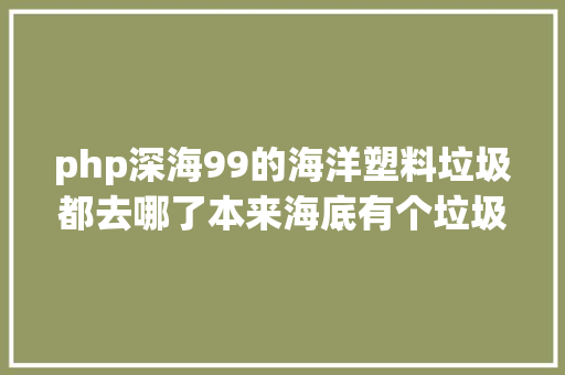 php深海99的海洋塑料垃圾都去哪了本来海底有个垃圾场