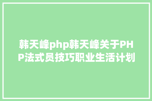 韩天峰php韩天峰关于PHP法式员技巧职业生活计划