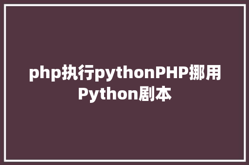 php执行pythonPHP挪用Python剧本