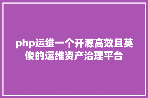 php运维一个开源高效且英俊的运维资产治理平台