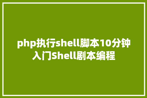 php执行shell脚本10分钟入门Shell剧本编程