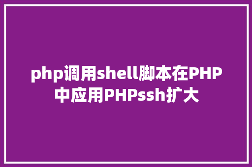 php调用shell脚本在PHP中应用PHPssh扩大 Bootstrap