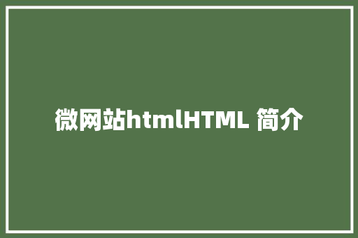 微网站htmlHTML 简介