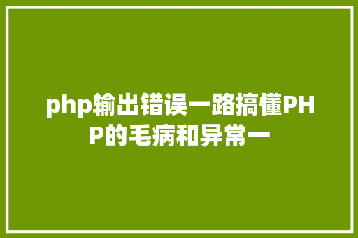 php输出错误一路搞懂PHP的毛病和异常一