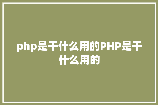 php是干什么用的PHP是干什么用的 RESTful API