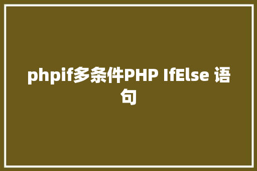 phpif多条件PHP IfElse 语句