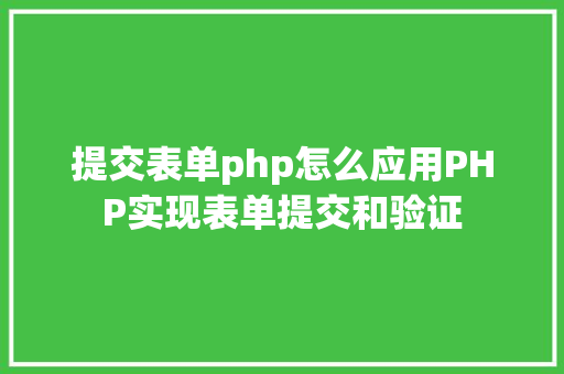 提交表单php怎么应用PHP实现表单提交和验证 Webpack