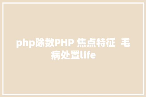 php除数PHP 焦点特征  毛病处置life