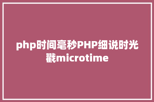 php时间毫秒PHP细说时光戳microtime Vue.js