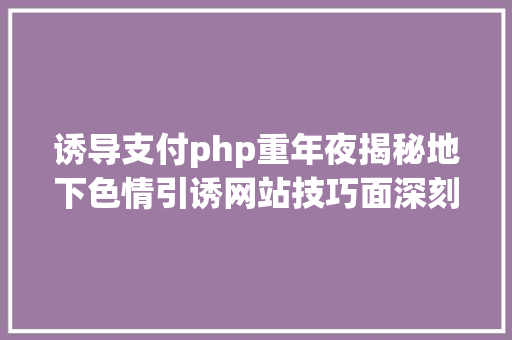 诱导支付php重年夜揭秘地下色情引诱网站技巧面深刻剖析他们的赚钱套路 Webpack